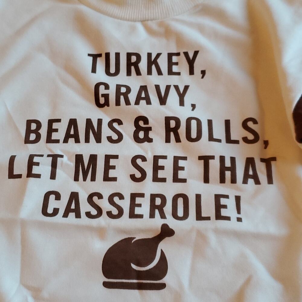 NEW Thanksgiving onesie white & brown long sleeve beige 3-6 months